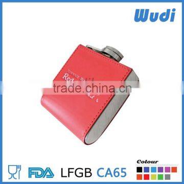 square shaped hip flask with leather wrap HS101