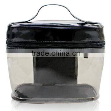 Korea style black cosmetic bag PVC, make up bag PVC