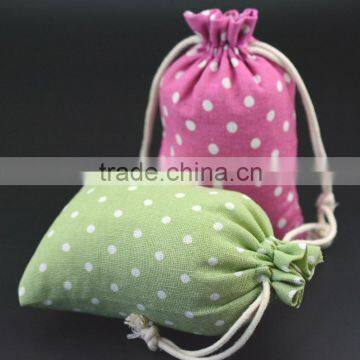 New design dots small customized full jute drawstring bags with low price                        
                                                                                Supplier's Choice