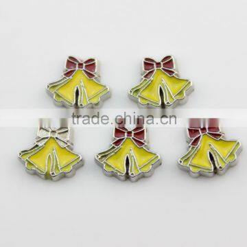 DIY Hot Sale Locket Charms Yellow Christmas Bell Floating Charms Fit Floating Locket