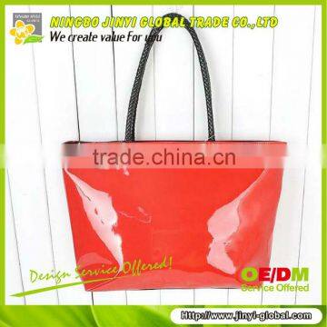 bright red shoulder bag 2013 shinny colorful promotional handbag