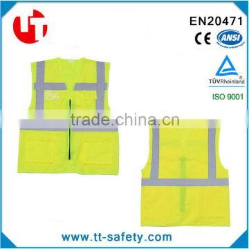 ANSI Orange Yellow High Visibility Work Safety Uniform Reflective Workwear With Pockets