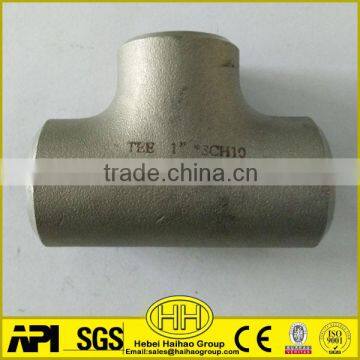 1 inch sch10 ss304 butt weld pipe fittings equal tee