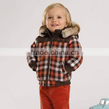 DB3400 dave bella 2015 winter infant coat baby boy warm jacket padded jacket outwear boys high quality coat boutique grid jacket