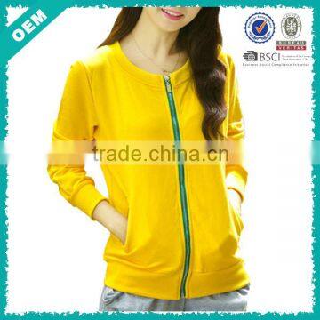 Blank Yellow Zip Up Hoodies Girls (lyh-060032)