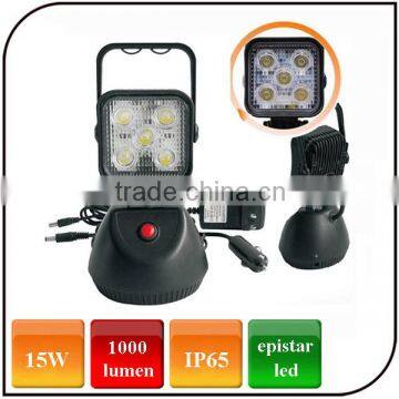 DC12-36V aluminum alloy battery powered magnetic base emergency lamp portable Rechargeable led searchlight 15w led work light