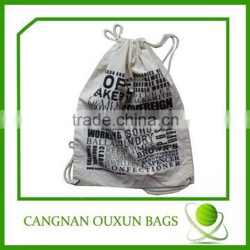 Manufactured grey cotton drawstring bag