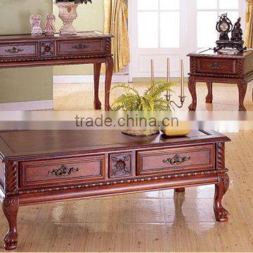 CF30002 Unique Luxury classic Carved wooden Coffee Table & End Console Sofa Table Sets