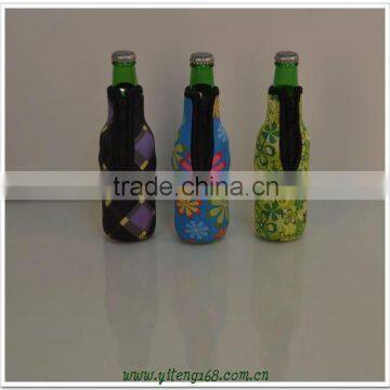 Zipper neoprene bottle cover with heat trandfer printing