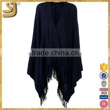 Woman navy blue casual comfortable poncho