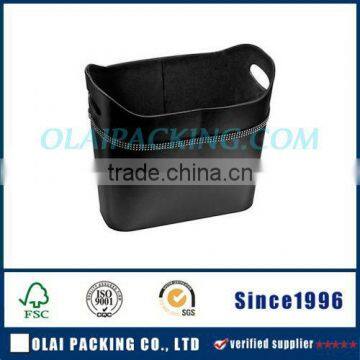 practical large capacity PU leather box for hamper black