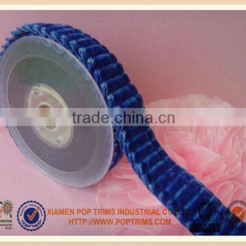 2014 fashion blue 2" velvet pleated ribbon