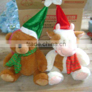 Plush Christmas animal Toy With Hat&scarf Decorations