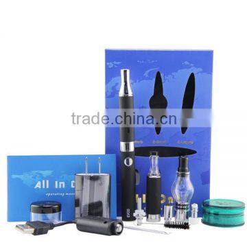 wholesale evod dry herb burner or wax burner electronic cigarette 3 in 1 starter kit all in one kit