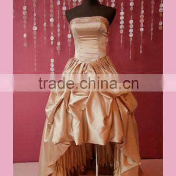 Taiwan taffeta short front long back prom dress