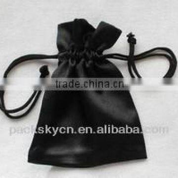 Small Black Drawstring Satin Coin Bag for kids