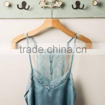 Popular Design Girls Satin And Lace Tank Top With Shell Buttons