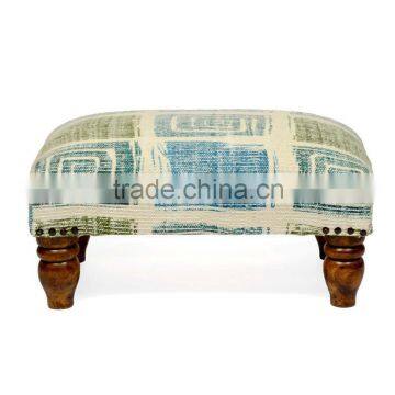 Natural Livings Cotton Printed Rug Upholstered Footstool