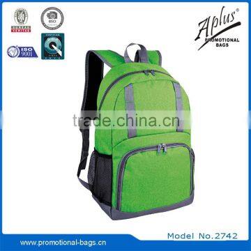 Melange polyester with front zipper pocket school backpack