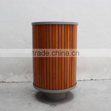 Camphor hardwood street litter bin outdoor wooden trash bin