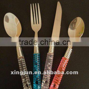 Factory direct cheap plastic handle picnic cutlery set