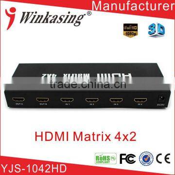 High Quality 4 in 2 out HDMI Splitter Support 1080p YJS-1042HD