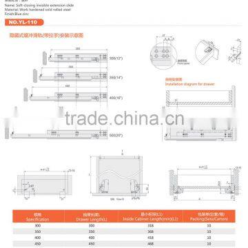 Full Extension Bottom Mounting Soft Close Drawer Slide Channel photo-4