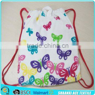 2015 colorful butterfly design printed beach towel bag with drawstring for tote