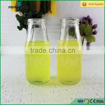 Cheap empty glass milk bottles juice bottle 300ml with metal lids