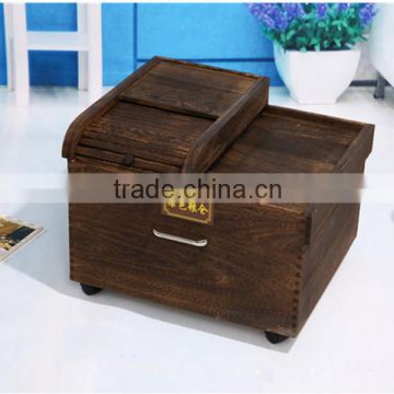 Home used cheap new design wooden rice bin with wheel