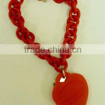 Chunky chain stainless steel red coral necklace designs for women