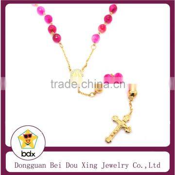 New Product Christ Virgin Mary &Jesus Cross Pendant 8MM Bead Rosary Prayer Stainless Steel Necklace For Faith Jesus Christians photo-2