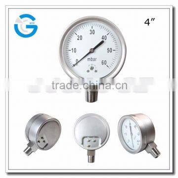 High quality stainless steel 4inch low pressure indicator gauge