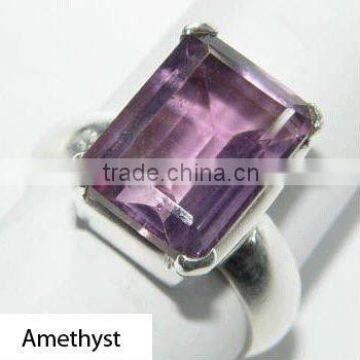 925 Sterling Silver Faceted Amethyst Ring Jewelry