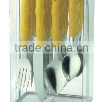 Hot-sale stainless cutlery set, stainless steel cutlery, stainless steel tableware packing with iron stand and PVC box