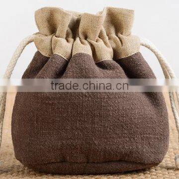 Kind workmanship jeweley storage bag Linen style drawsting bag