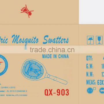 QX903-1 Rechargeable Mosquito Racket Fly Swatter With Round or Flat Plug Lithium Battery Operated