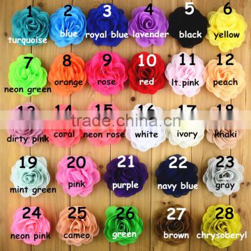 Spot wholesale Chiffon stereo roses hairpin baby girls headdress 28 colors optional