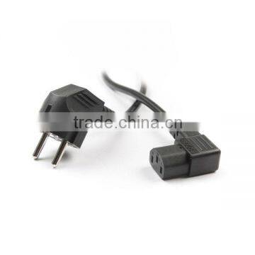 Right angle EU power cord CEE7/7 to IEC320 C13 250V 10A 14AWG