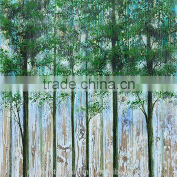 Green Trees Woodland Modren High Quality Landscape Handmade Art Wall Paintings on board Oil Painting