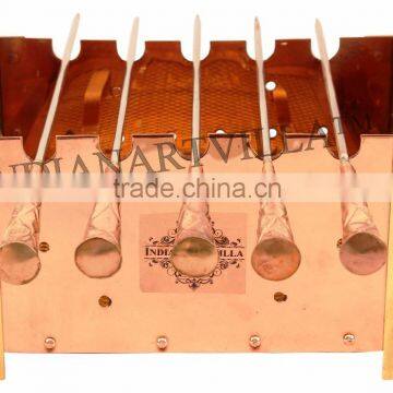 IndainArtVilla Handmade Copper Barbecue With Stickes for Use Paneer Tikka, Tandoori Chicken Restaurant Hotel Home Garden Ware