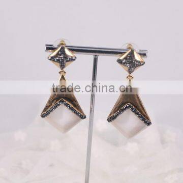 Fashion Gold Plated Earrings, Cat Eye Gem stone Earring Stud