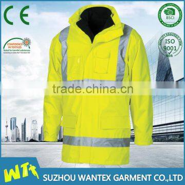 100% polyester working safety reflective winter windproof man jacket parka with reflector