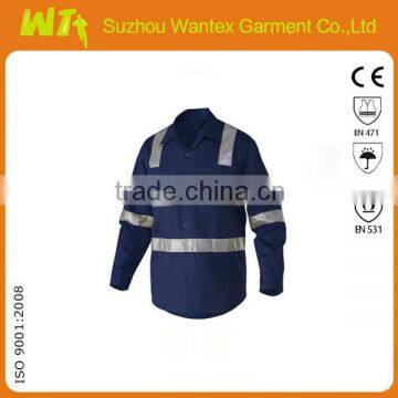 wholesale navy safety hi vis softshell jacket with 3M reflective tape