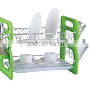 2 tier chrome dish rack with plastic