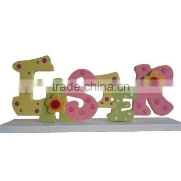 Easter letter with flower made in wooden decoration for home ,Easter Alphabet gifts for kids