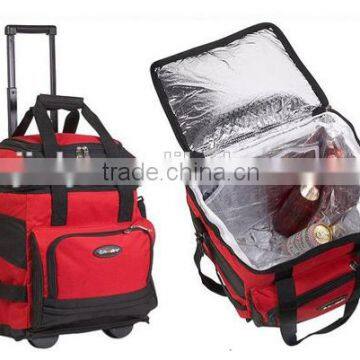 Fashion trolley food cans Insulated cooler ice bag with wheel