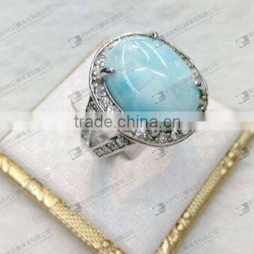 Larimar ring oval cabochon beads 12x16mm