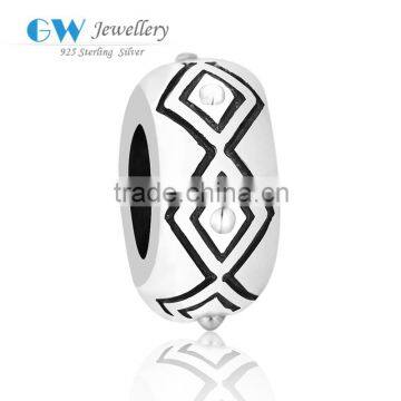 Geometric Pattern Antique Stopper Beads 925 Sterling Silver Beads