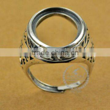 16*22.6mm 925 Sterling Silver Antiqued Silver Vintage Style Oval Bezel Carve Patterns Ring Base Blank DIY Findings 1223070